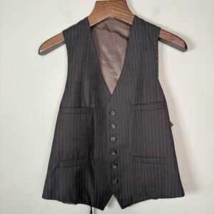 Brown Pinstripe Six Button Vest Large? Old Money Office Career